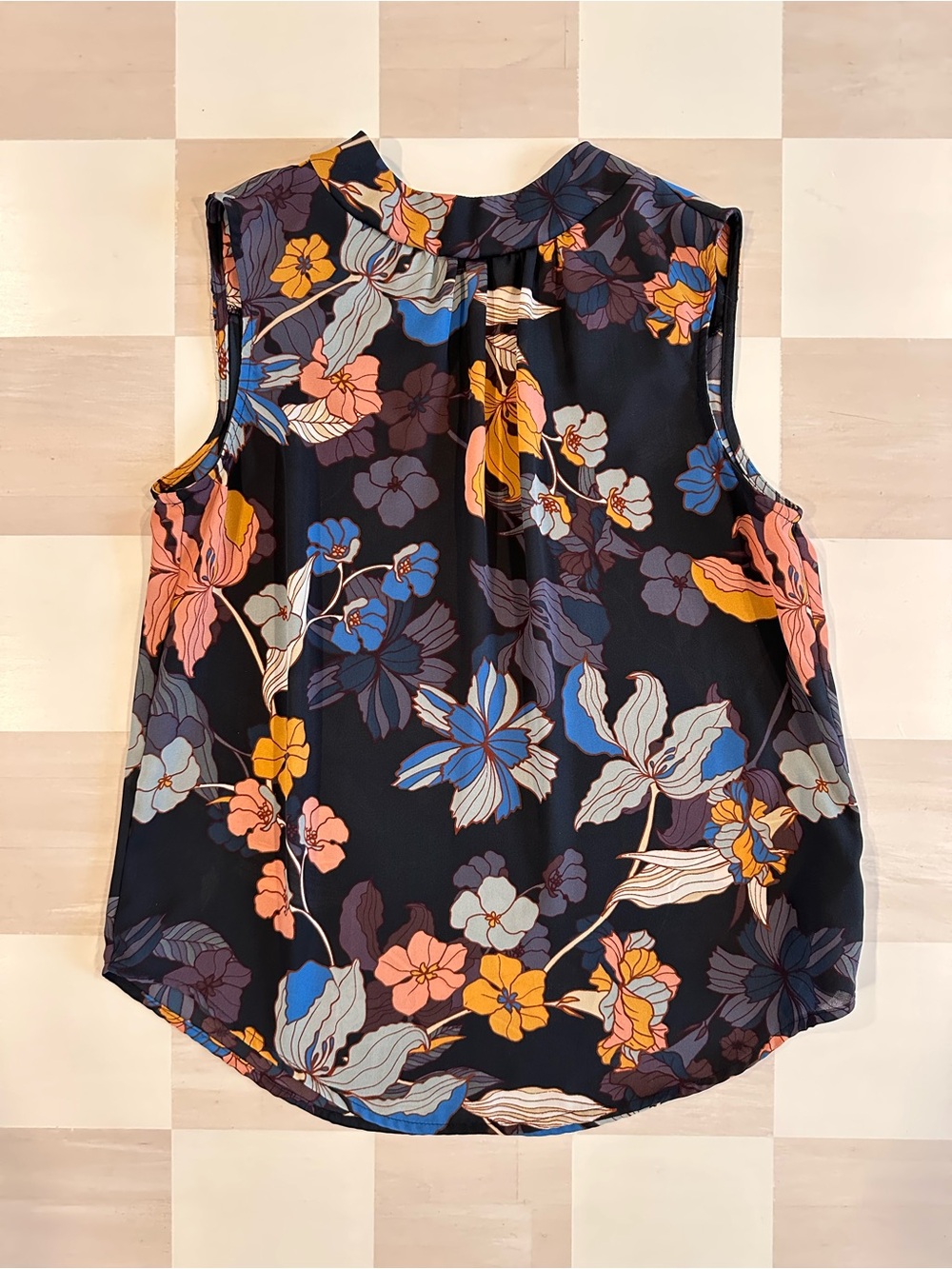who what wear floral print sleeveless tank blouse